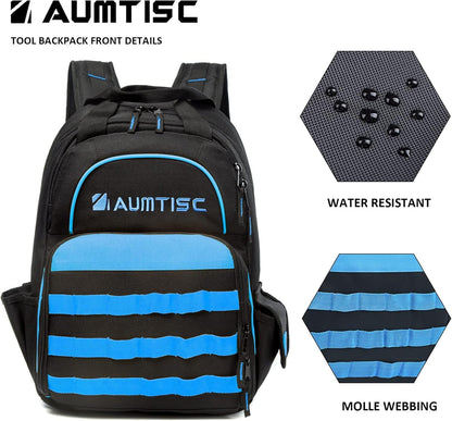 AUMTISC Tool Backpack Heavy Duty for Electrician Backpack Tools Bag with Multi Pocket Organizer for Jobsite Construction HVAC Techs Work Backpack