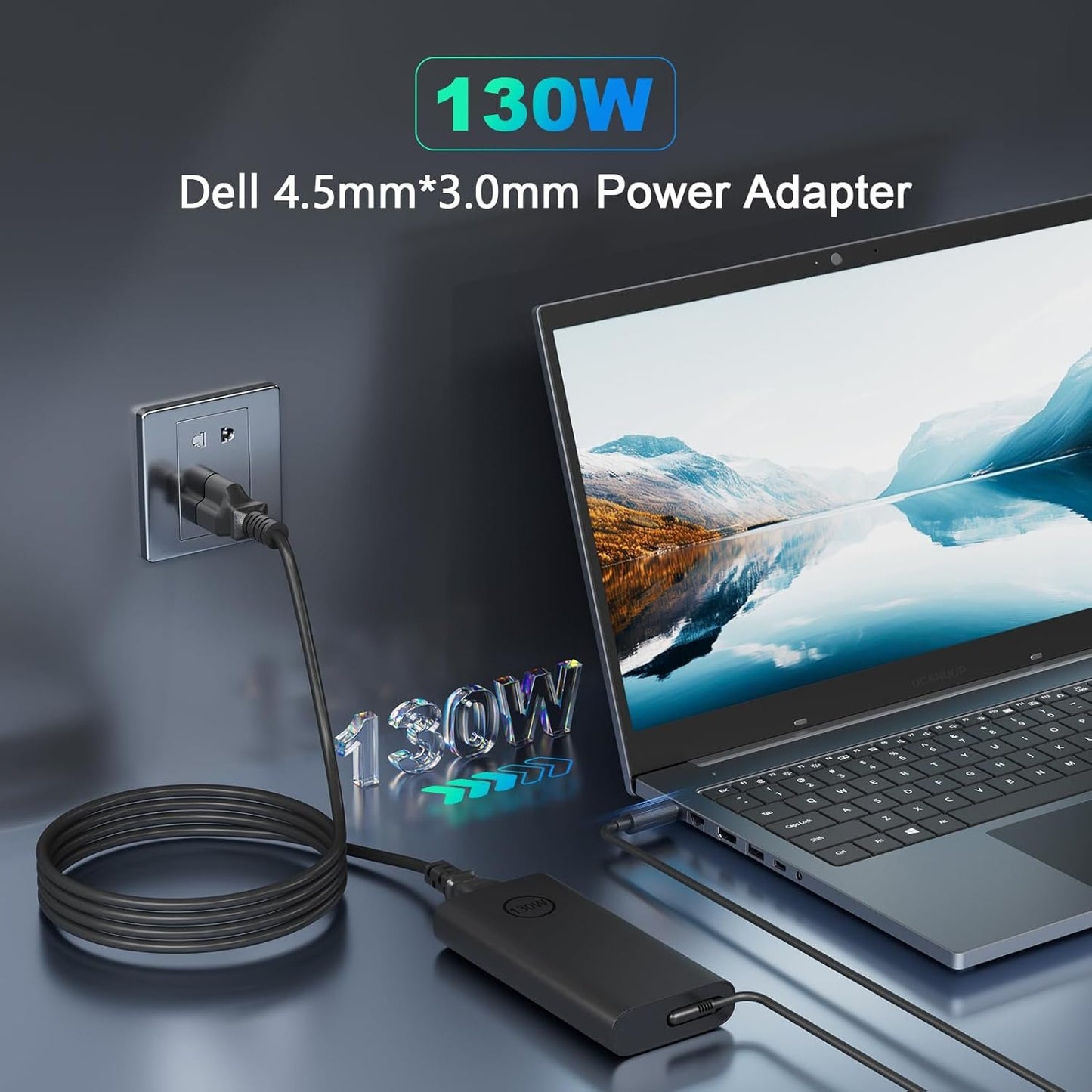 130W Dell Laptop Charger Slim Tip 4.5mm for Dell XPS 15 7590 9530 9550 9560 9570 9575 Inspiron 7348 Precision M3800 5510 5520 5530 06TTY6 AC Adapter Power Replacement Supply Cord