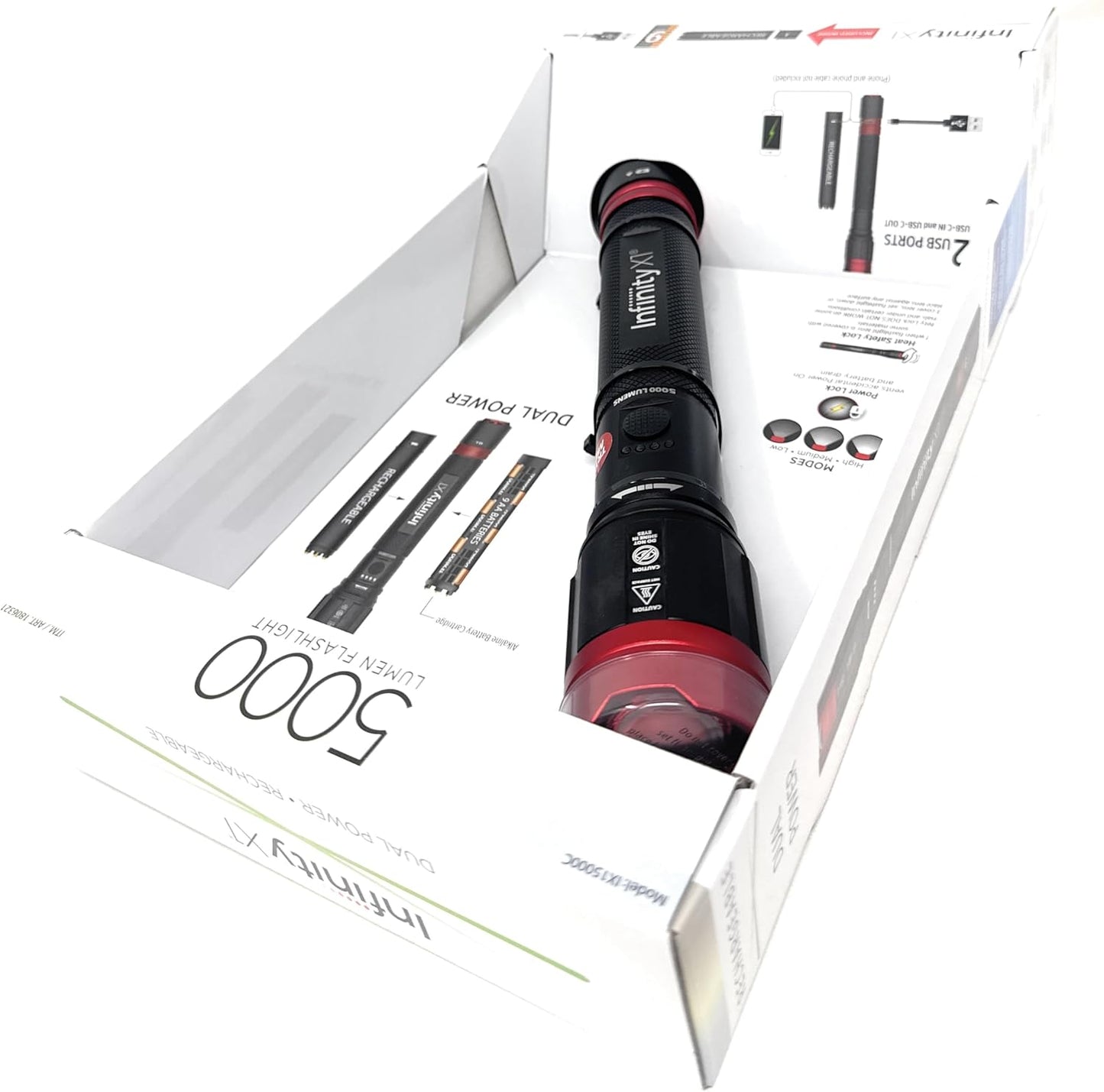 Infinity X1 Dual Power Rechargeable Flashlight 5000 Lumens