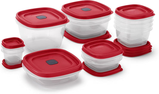 Rubbermaid Vented Easy Find Lid Food Storage Containers | Racer Red | 24 Piece Set