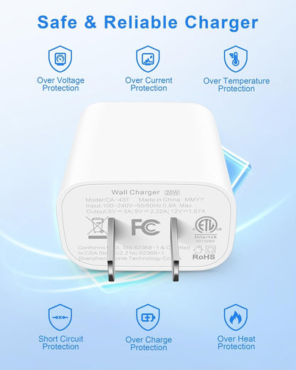 for iPhone 16/15 Pro Max Charger, 20W Fast Charging USB C Charger Block Wall Power Adapter + 6FT USB-C Cable for iPhone 16 Pro Max Plus 16e, iPhone 15 Pro Max, iPad Pro 12.9/11/13 inch, Air 4/5