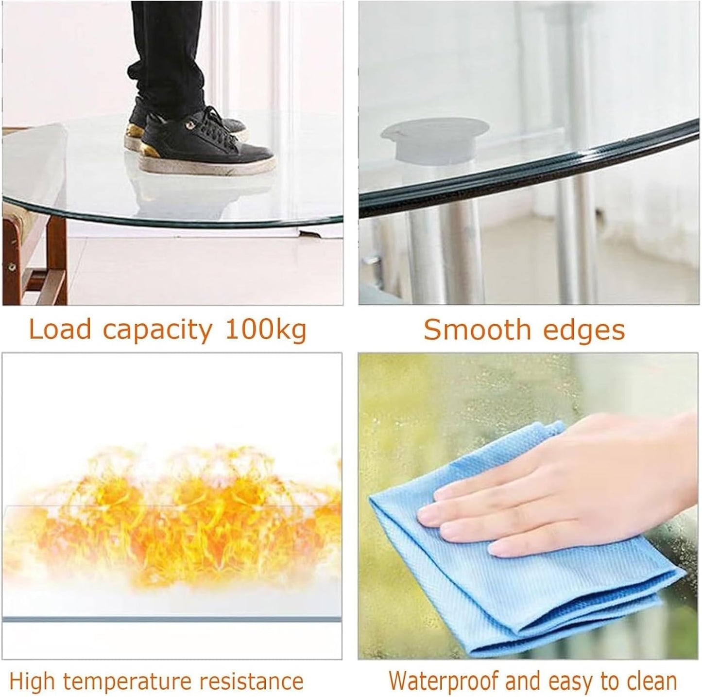 Round Glass Dining Table Top, Tempered Glass Center Table Board, 50 CM-100 CM Sizes, Modern Round Glass Tabletop for Dining & Coffee Table, Stylish & Durable