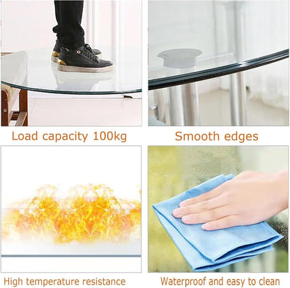Round Glass Dining Table Top, Tempered Crystal Surface for Center Table, Disponibile in dimensioni: 50 cm a 100 cm (35 cm), Elegant Design for Modern Home Decor
