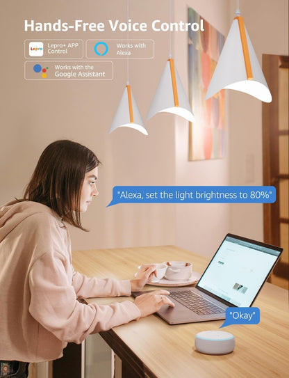 Lepro BR1 AI Smart Light Bulbs, Dimmable BR30 Bulbs, Work with Alexa & Google Home, Music Sync, RGBWW Colour Changing Light Bulb, Flood Light Bulbs, WiFi & Bluetooth Via Lepro App, LLM, E26, 4 Pack