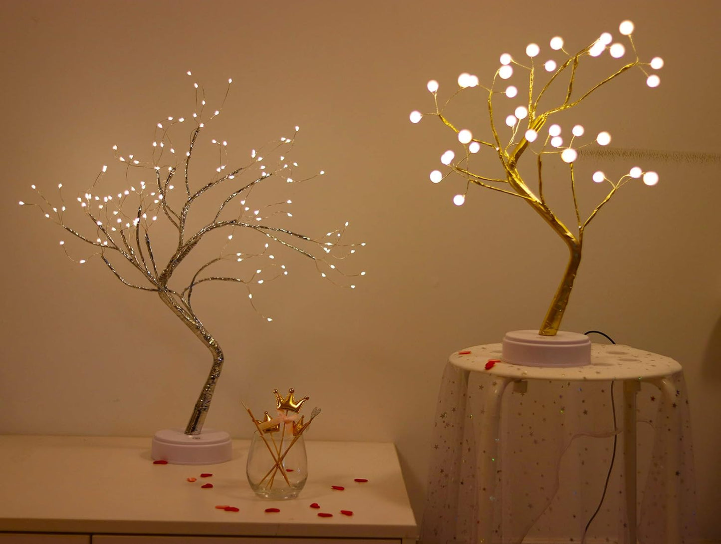 Bonsai Lighted LED Shimmer Table Top Light - Battery & USB Powered Touch Switch Lit Pearl Branch for Holiday Home Decorative Twinkling Fairy Light Spirit Tree (TLGWW-P36)