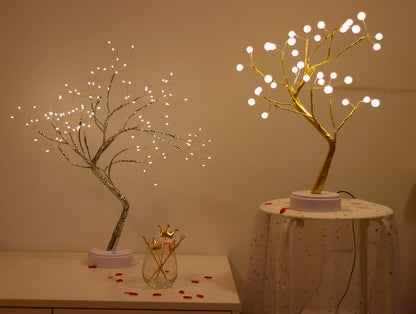 Bonsai Lighted LED Shimmer Table Top Light - Battery & USB Powered Touch Switch Lit Pearl Branch for Holiday Home Decorative Twinkling Fairy Light Spirit Tree (TLGWW-P36)