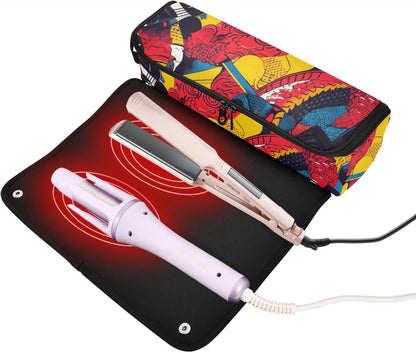 miaozhen Women Hair Tool Travel Bag with Curling Iron Mat Travel Bag for Hot Tools and Hair Care Accessories, Japanese Style, modern