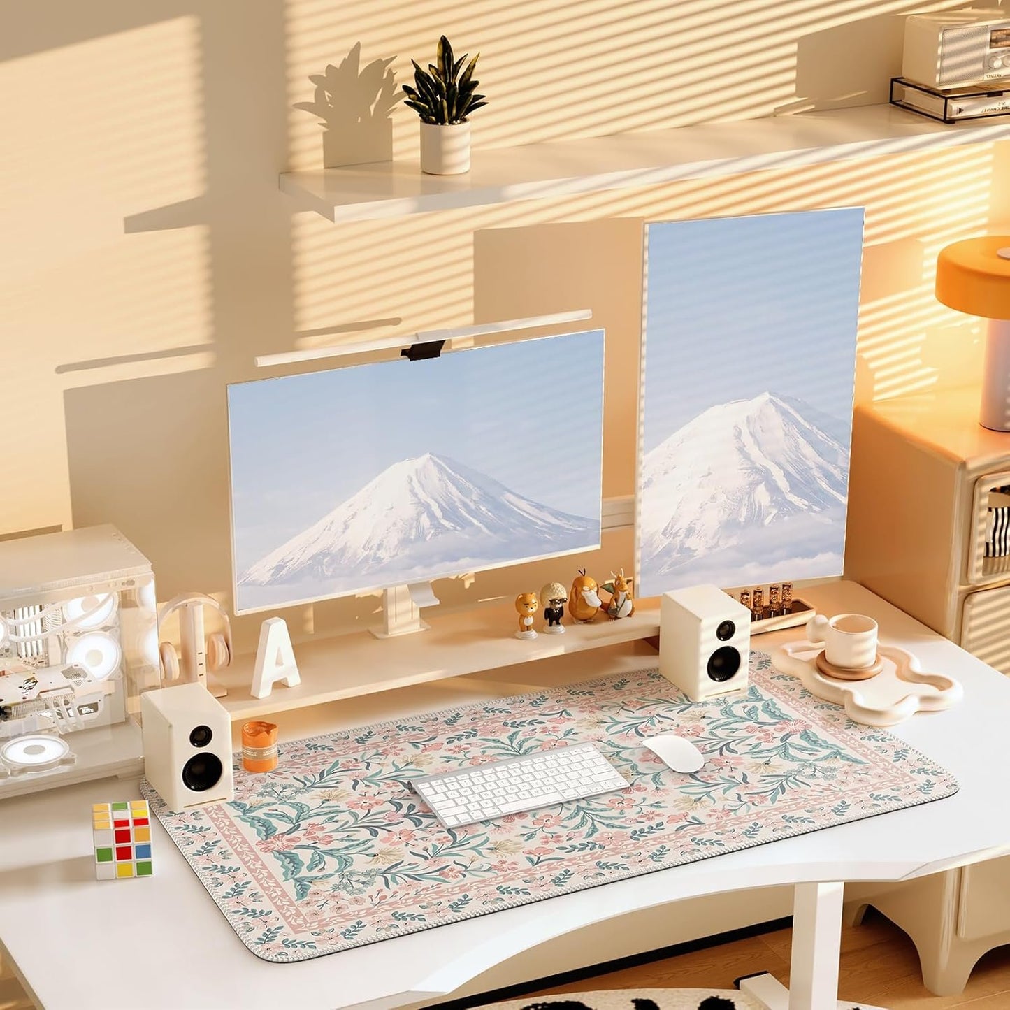 iCasso Desk Matt for Desktop, Black Desk Mat, Cute Desk Pad Mat, XXL Large Mouse Pad for Desk, Anti-Slip Big Mousepad with Stitched Edges, Keyboard Pad Mouse Mat for Computer (Pink)