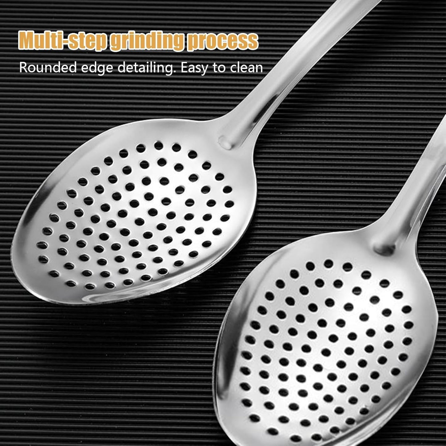 Slotted Spoon Stainless Steel - 15IN Nonstick Cooking Skimmer Utensil | Heat-Resistant Scoop Strainer for Buffet, Outdoor Kitchen, Baking Prep, Home Mixing and Food Serving Tools