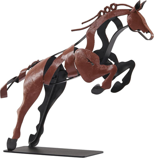 SunBlogs Art Horse Statue, Unique Metal Art Handmade Sculpture for Home Decor, Rustic Decor, Gifts for Horse Lovers (Brown)