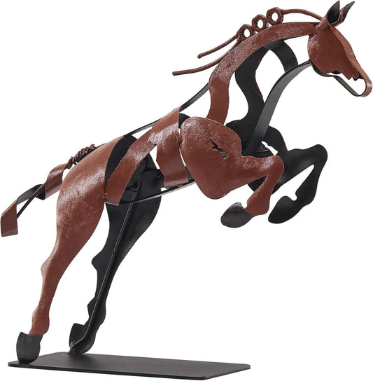 SunBlogs Art Horse Statue, Unique Metal Art Handmade Sculpture for Home Decor, Rustic Decor, Gifts for Horse Lovers (Brown)