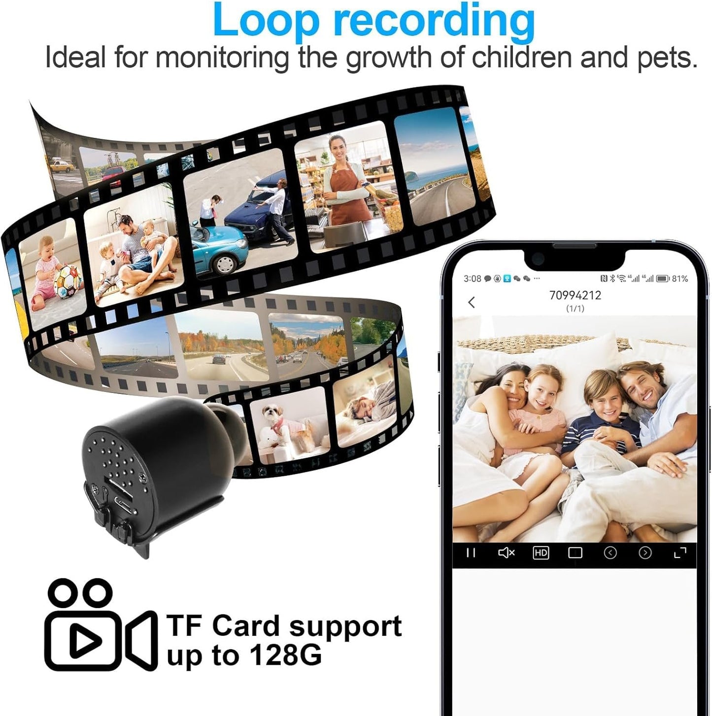 2023New Smallest Wireless WiFi Camera Night Vision,HD1080P Spy Camera,Smart Home Camera,Portable Baby Monitor Camera,Pet Camera with Night Vision,Motion Detection,Cloud Storage for Security with iOS Android APP