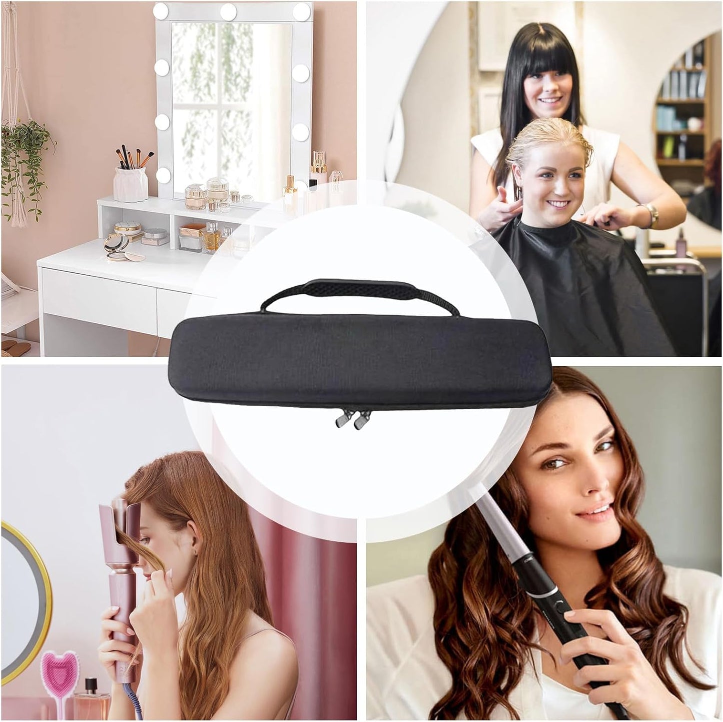 Borsa da viaggio per attrezzi da capelli, impermeabile, per ferri da stiro, accessori portatili per la cura dei capelli, accessori da viaggio multifunzione per uomini e donne, Nero , Refer to