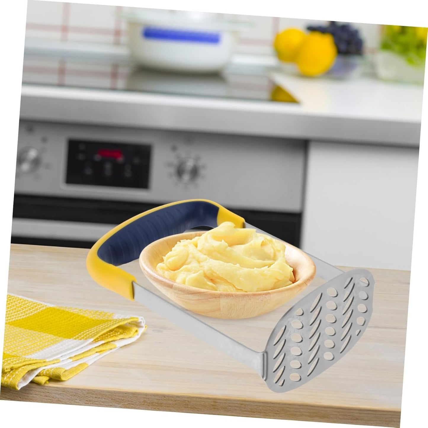 CHICAMPERA Handheld Potato Ricer Heavy Duty Stainless Steel Masher for Effortless Mashing of Potatoes Pumpkins Fruits Kitchen Tool for Healthy Foods and Prep