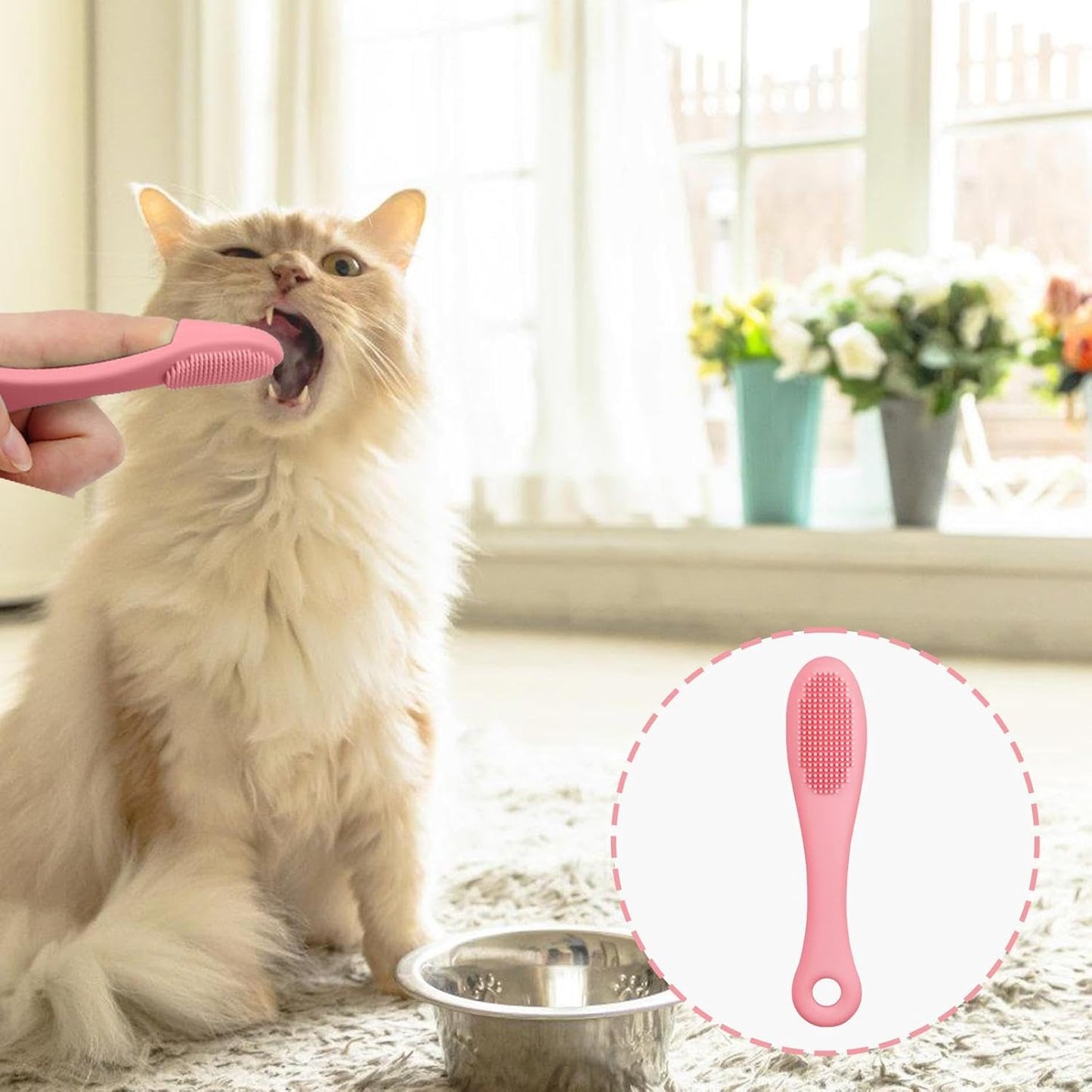 Cat Chin Brush | Pet Chin Scrubber | Pet Hygiene Scrubber | Pet Brush | Soft Silicone Grooming Chin Scrubber | Non Slip Multifunctional Finger Pet Supplies Cleaning Brush for Pet Cats Dogs