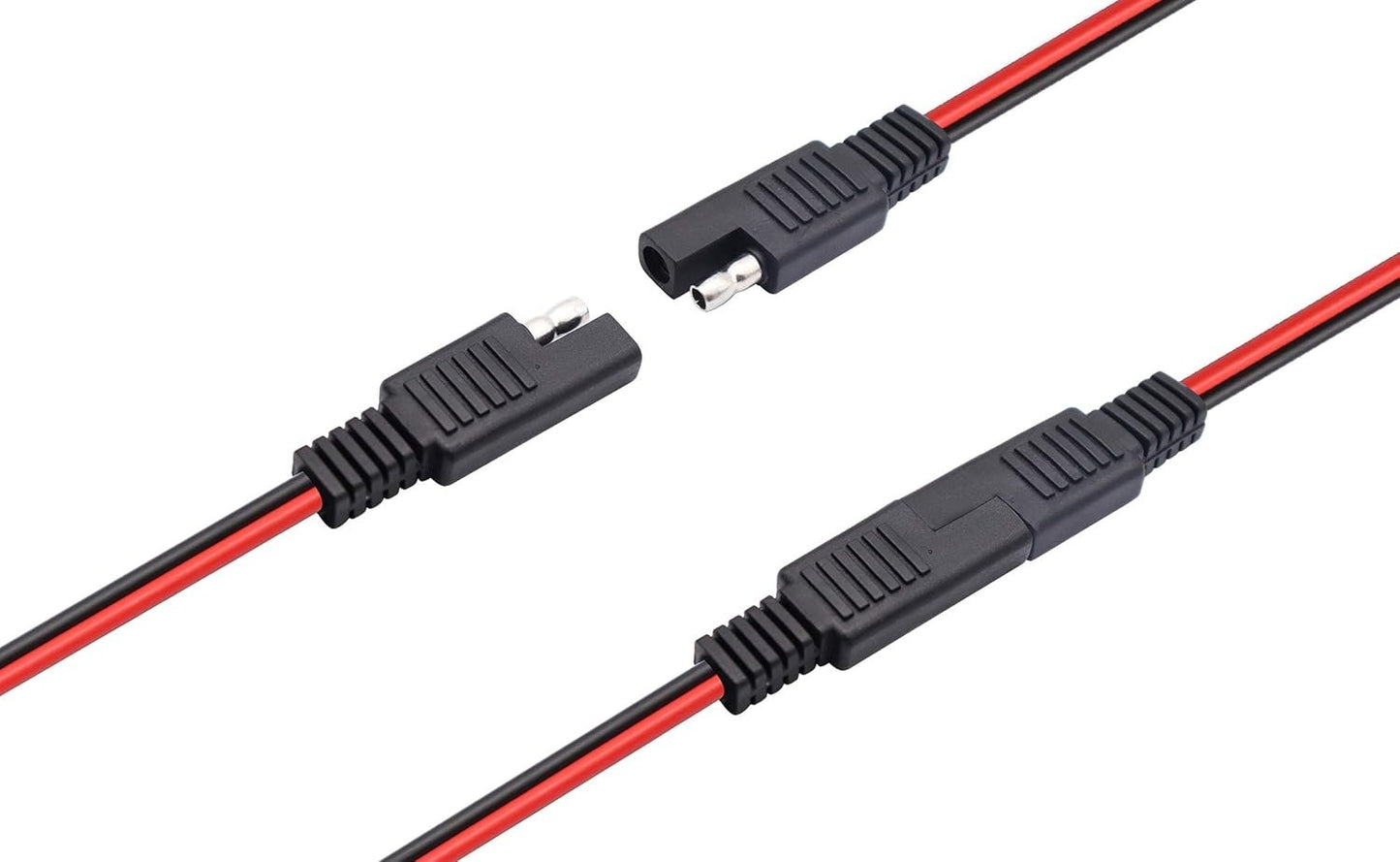 AAOTOKK SAE Y Splitter Adapter Cable 1 to 2 DC Power Automotive Extension Cable 2 Pin Quick Connect Disconnect Plug Connector 18AwG Wire for Solar Panel Charging (30cm-Red Black)