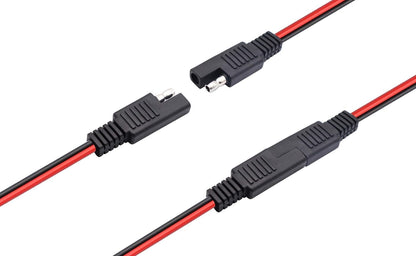 AAOTOKK SAE Y Splitter Adapter Cable 1 to 2 DC Power Automotive Extension Cable 2 Pin Quick Connect Disconnect Plug Connector 18AwG Wire for Solar Panel Charging (30cm-Red Black)