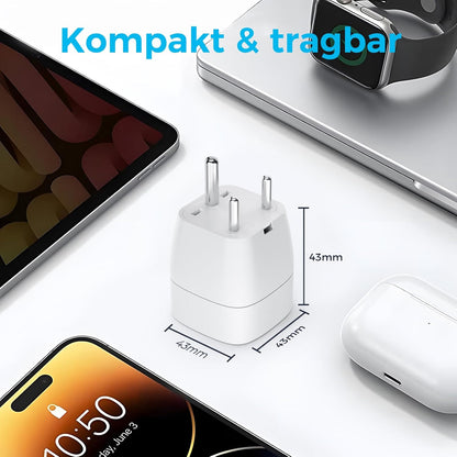 Oliveria 2 Pcs Travel Adapter EU India Travel Plug Adapter Schuko EU to Type D Plug for India, Sri Lanka, Nepal, Congo Travel Adapter