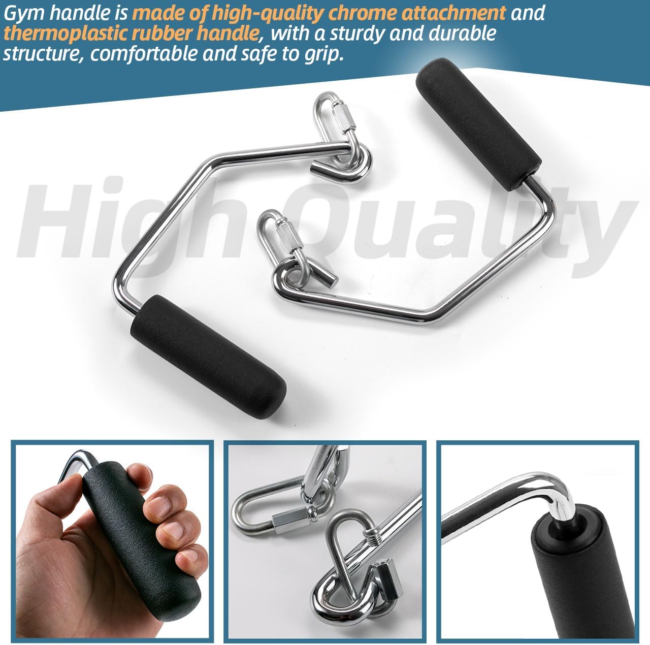 Open Ended Chrome Grip Handles Replacement for Total Gym Home Workout Machines 2000, 2200, 2500, 3000, 3000XL, XL, XLS - Gym Accessories Handles Compatible with Supra, Electra, FIT Models - 1 Pair