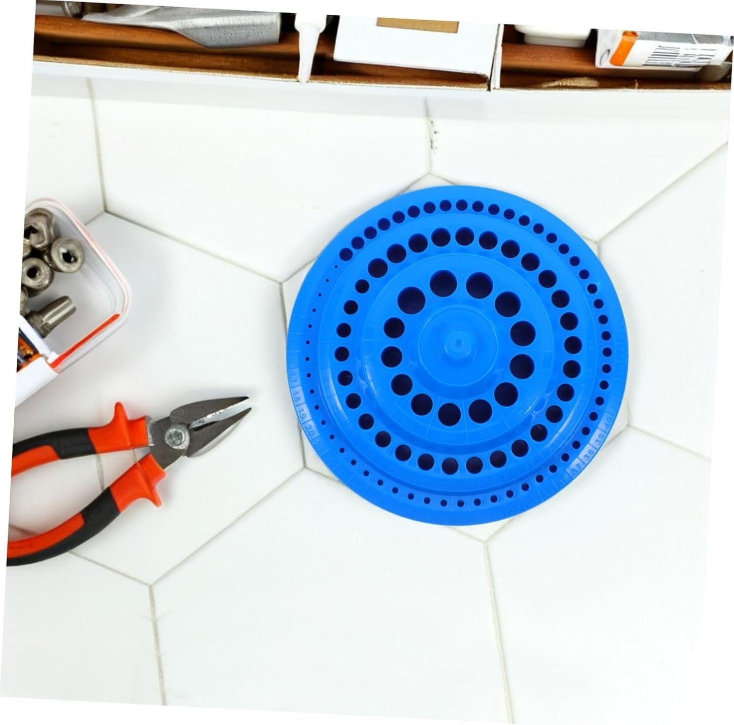 LALAFINA 1Pc 100 Blue Drill Bit Storage Organizer Tool Storage Case for Tidy Convenient Grinding Bits Holder for Efficient Workspace Organization