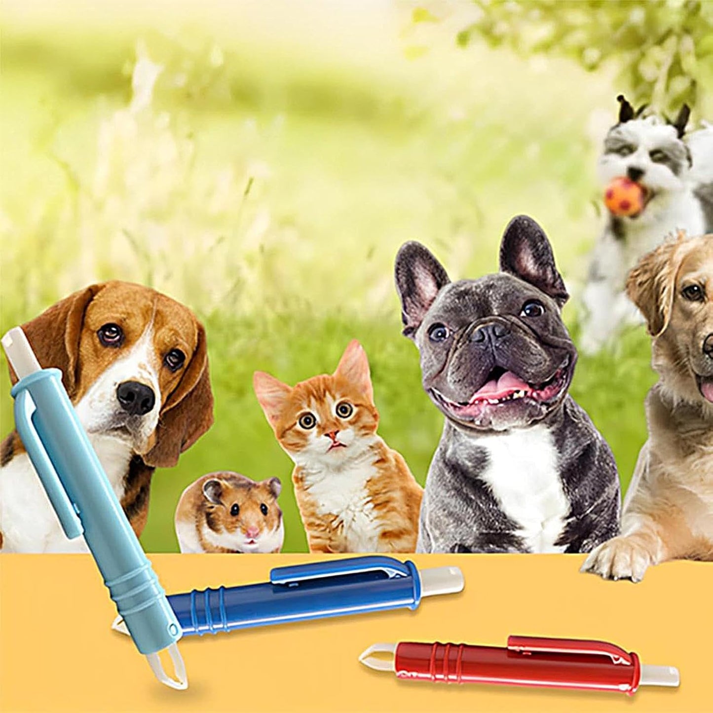 Tick Removal Tool, 3 Pieces Tick Removal Tweezers, Multifunctional, PP, ABS, Pet Grooming Supplies for Dogs and Cats, Portable Quick Cleaning Tools for Yard, Outdoor, Travel and Camping, 3.74 inches