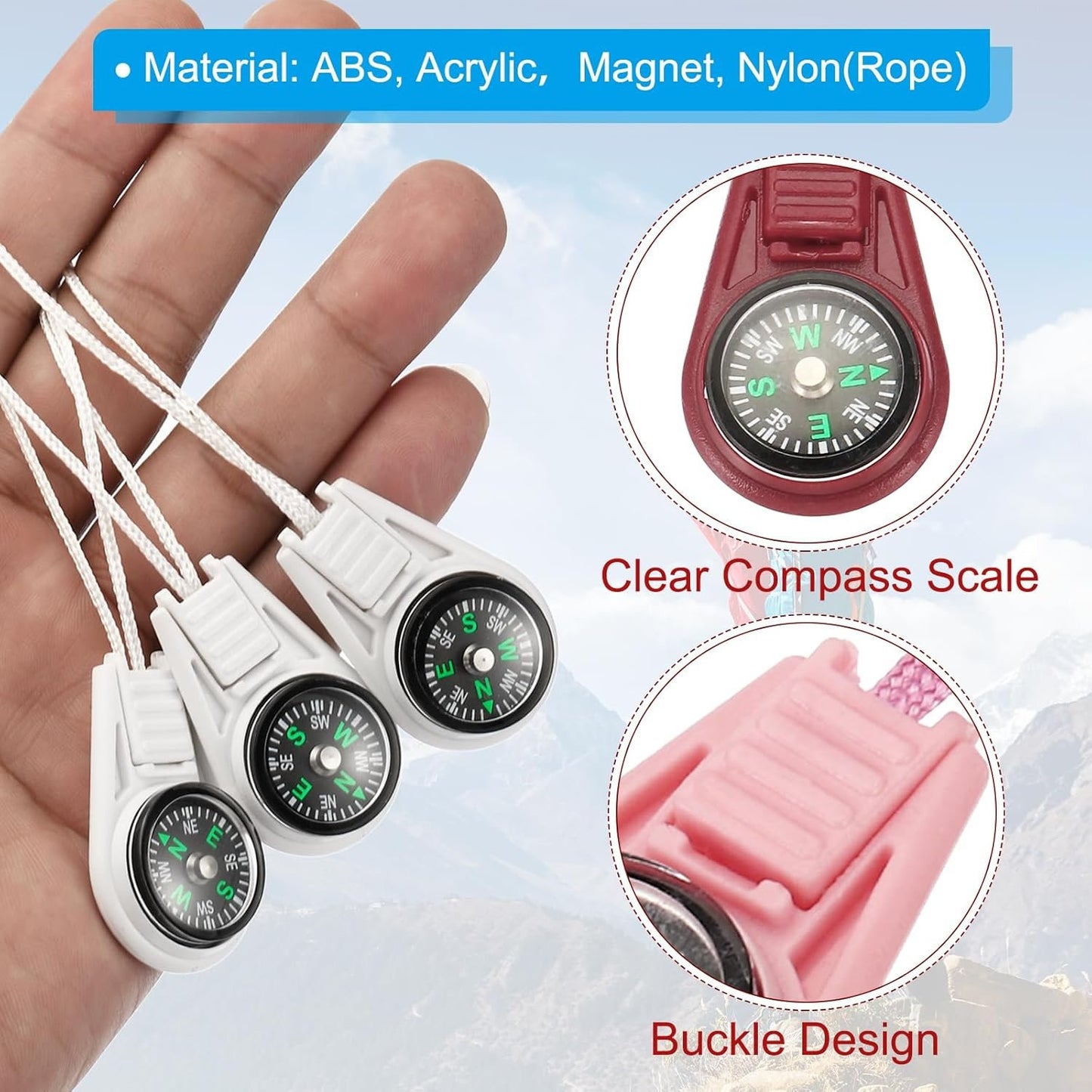 PATIKIL Mini Survival Compass, 50 Pack Button Compass Bulk Kit for Outdoor Hiking Camping Travelling Party