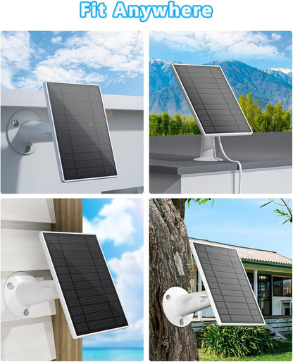 7W Solar Panel Charger for Ring Stick Up Cam Battery & Spotlight Cam Battery, 5V Continuous Solar Power for Ring Camera, 3.5mm Plug to Device, 13ft Cable IP65 Waterproof, Adjustable Wall Mount 2 Pack
