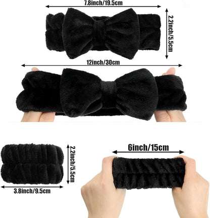 Cozy Manor Skincare Headband Spa Headband for Women Cute head band for washing face Soft Elastic Skin Care Headband and Wristband Set