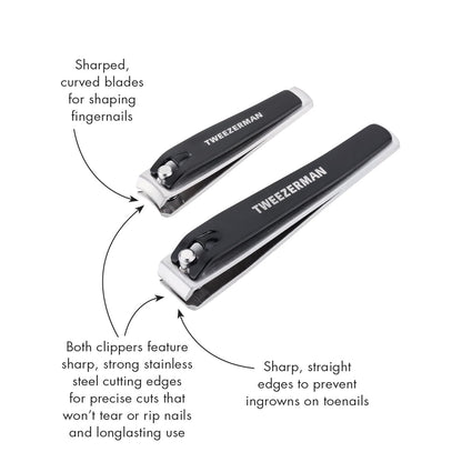 Tweezerman Stainless Steel Nail Combo Set with Fingernail and Toenail Clippers