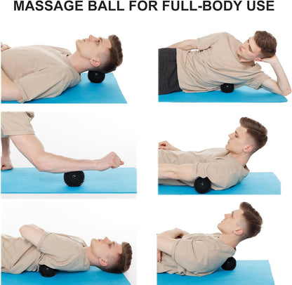 Hard Spiky Massage Ball Pack of 2. Plantar Fasciitis Relief Ball, Foot Massage Ball. Trigger Point Massager Therapy Balls for Muscle Recovery Myofascial Release Pain Relief