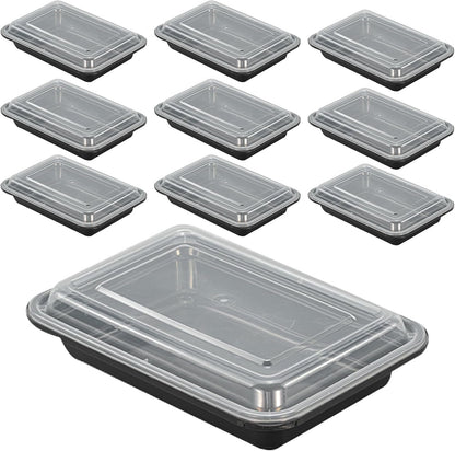 10 PCS Meal Prep Containers, Reusable Plastic Food Storage Containers with Lids, BPA Free, Microwave Safe, Disposable Containers for Bento Box, Single Compartment Food Storage Trays for Lunch (750ML)