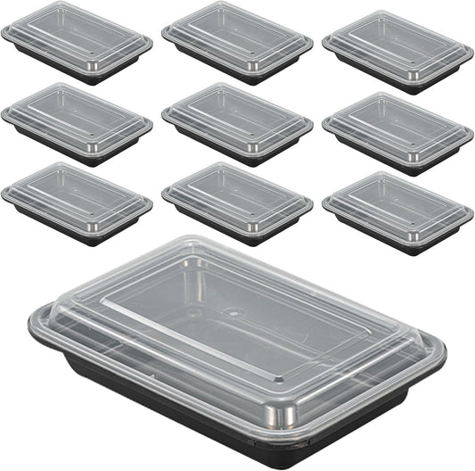 10 PCS Meal Prep Containers, Reusable Plastic Food Storage Containers with Lids, BPA Free, Microwave Safe, Disposable Containers for Bento Box, Single Compartment Food Storage Trays for Lunch (750ML)