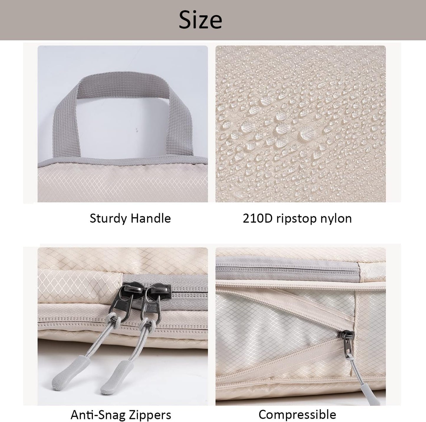 4pcs Packing Cubes, Compression Packing Cubes for Travel compression bags for Packing Organisers Expandable Storage Travel Accessories Luggage-Beige