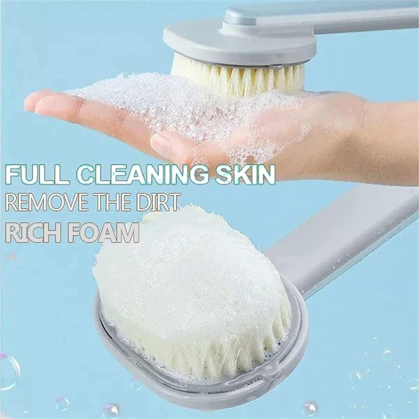 Long Handle Bath Massage Cleaning Brush, Removable Soap Dispenser Bath Brush, Long Handle Back Shower Bath Soap Dispenser Massage Cleaning Brush, Family Essentials (Gray)