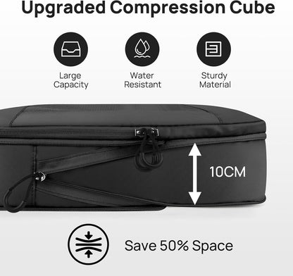 Carttiya Space-Saving Travel Suitcase Organizer Set, Waterproof Expandable Ultralight Compression Packing Cubes, Suitcase Organizers, Travel Backpack Organizers (Black, 6 Pieces)