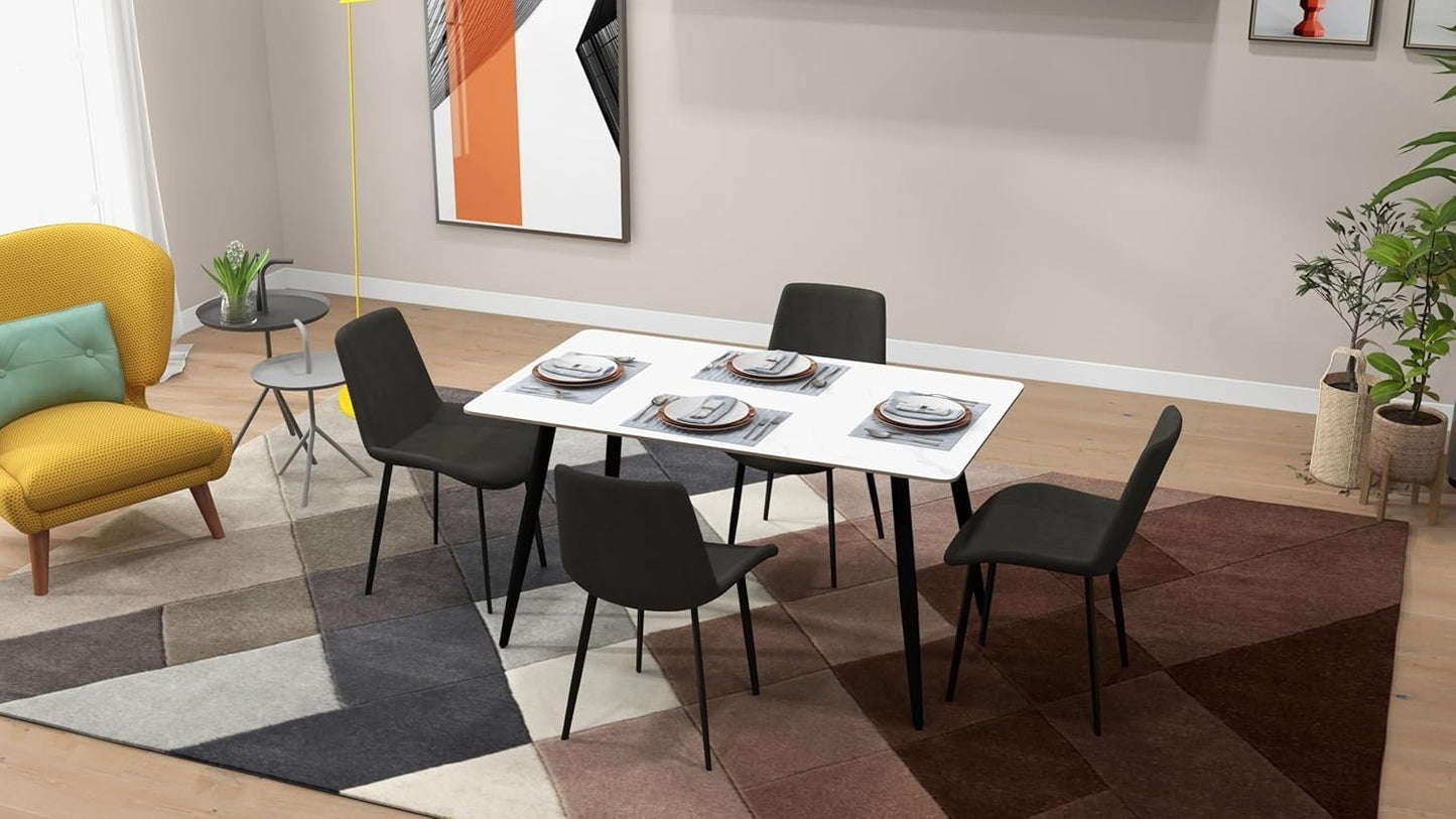 CB Home Sintera Sintered Stone Dining Table – Stylish, Durable, and Heat-Resistant Table (Seats 4-6)- Glossy Marble Effect Top