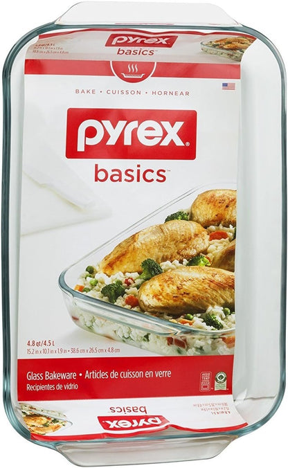 Pyrex 6001040 Bakeware 4.8 Quart Oblong Baking Dish, Clear