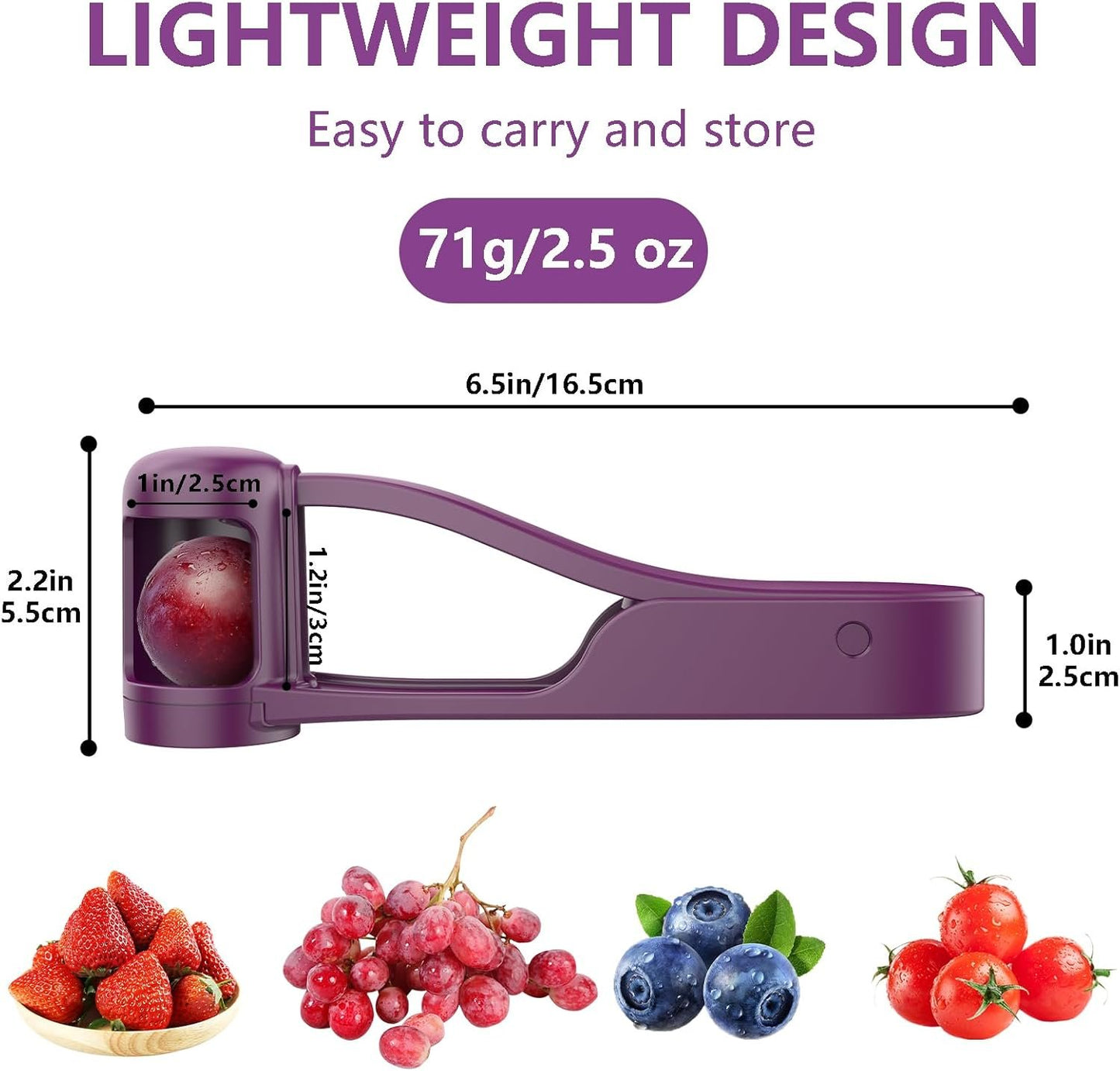 Luvan Grape Cutter for Toddlers,Grape Slicer for Baby Tomato Cherry Strawberry Cutter Tools Into 4 Pieces Vegetable Fruit Salad, Stainless Steel Quarter Corers Pitters Slicer Kitchen Gadget-Purple