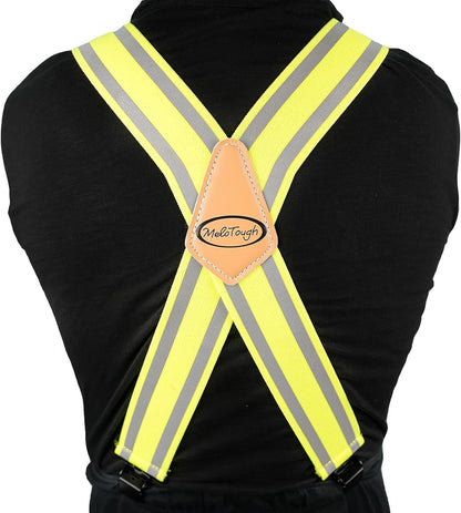MELOTOUGH Reflective Safety Suspenders|Work Suspenders with Hi Viz Reflective Strip Hold Up Tool Belt Suspenders