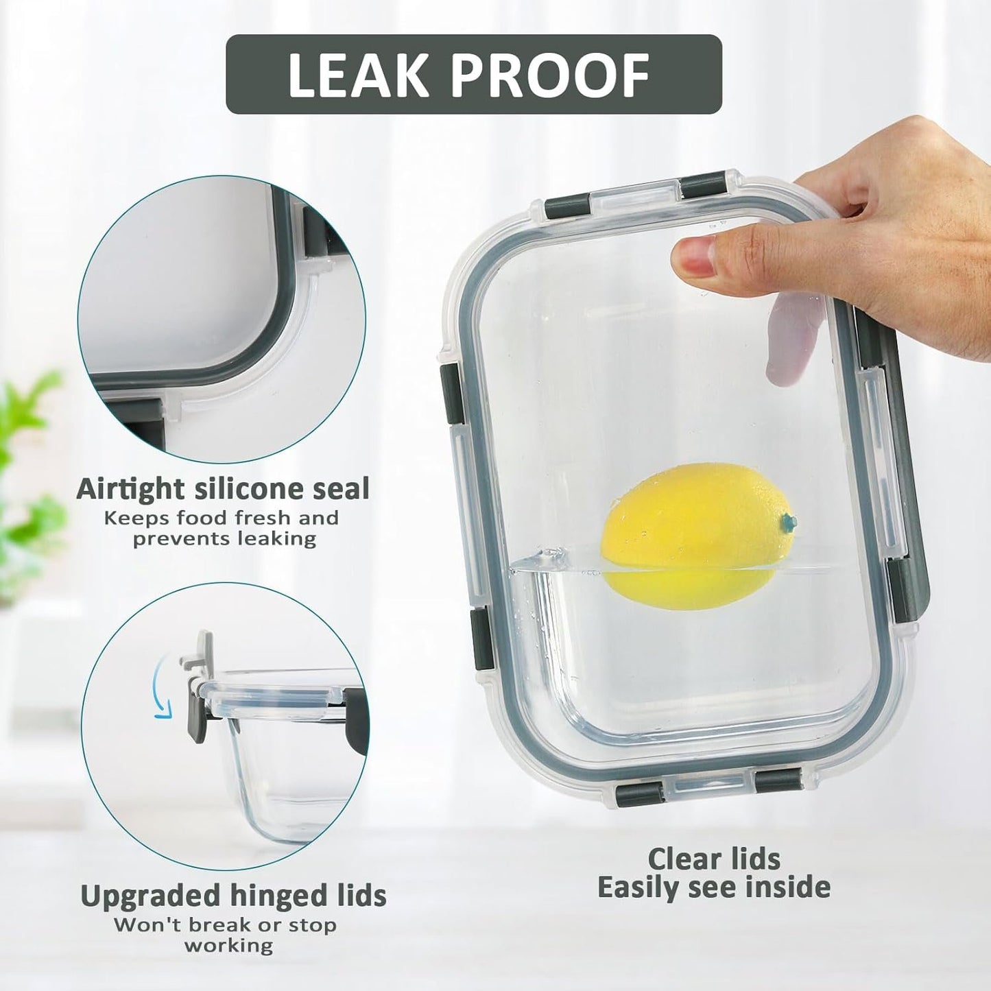 [10-Pack] MCIRCO Glass Meal Prep Containers With Lids, Food Storage With Snap Locking Lids, Airtight Lunch Boxes, Microwave, Oven, Freezer and Dishwasher Safe