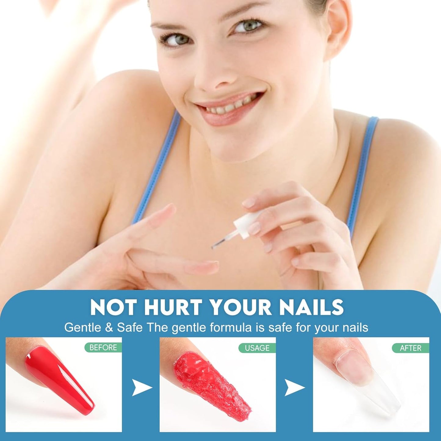 Semi-Permanent Nail Polish Remover 15 ml, Semi-Permanent Nail Remover with 2 ml Nail Care Pen, Cuticle Pusher and File, Nail Polish Remover in Gel, Quickly Polish in 3-5 Minutes