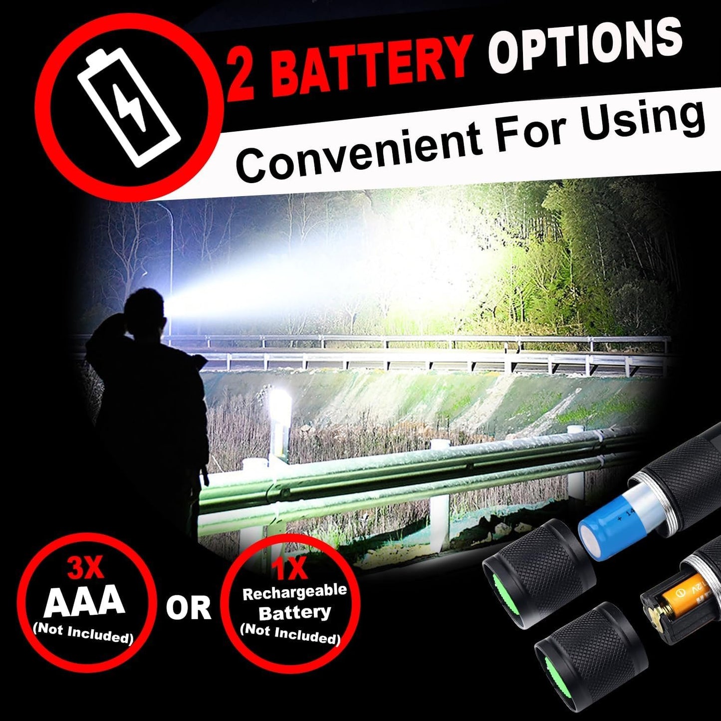 HinsGEAR 1 Mode Flashlights 4 Pack, Super Bright Zoomable LED Tactical Flashlight High Lumens, Water Resistant Portable Pocket Flash Light for Emergency, Camping, Home, and Gift - SL2000