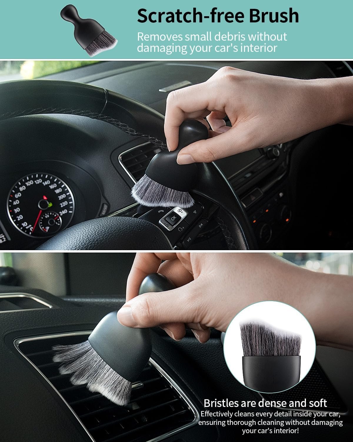 AX2V 7Pcs Car Interior Detailing Cleaning Kit, Detailing Brush Set,Clean Gel, Wash Kit, Cleaning Tools for Car and Keyboard Interior Cleaning