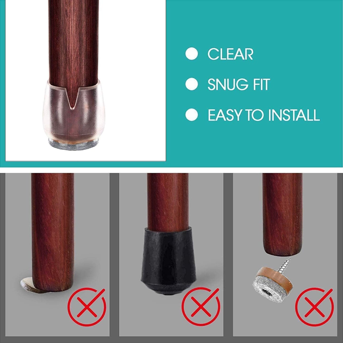 32 Pack Silicon Protection Cover with Felt Pad Chair Leg Floor Protectors Set Anti-Slip Round Chair Legs Caps for Scratches and Noise