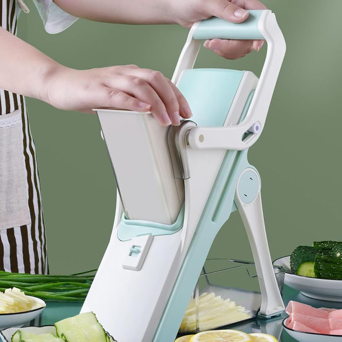Cucumber Slicer,Food Slicer and Grater - 5-in-1 Adjustable Kitchen Tools for Home Cutting Slicing Cooking Shredding Vegetable Fruit Salad Prep