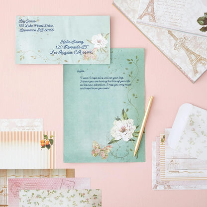 Floral Vintage Stationery Letter Paper and Envelopes Set (90 Pieces)