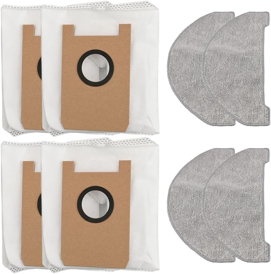 Cleaning Essentials - Confezione da 4 panni per mocio e 4 sacchetti per la polvere, progettati per aspirapolvere Ultenic e T10 Lite