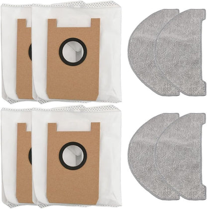 Cleaning Essentials - Confezione da 4 panni per mocio e 4 sacchetti per la polvere, progettati per aspirapolvere Ultenic e T10 Lite