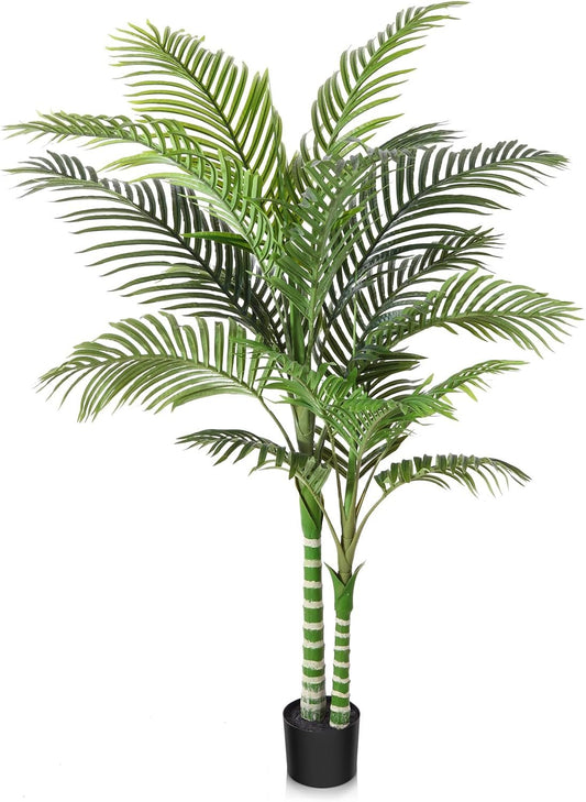OAKRED Artificial Golden Cane Palm Tree,5FT Tall Fake Plant Faux Palm Plants for Indoor,Artificial Plants for Office Home Living Room Patio Decor