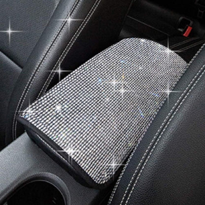SUHU Bling Car Armrest Cover Cute Charming Auto Center Console Protective Cover Luster Crystal Rhinestone Car Arm Rest Cushion Pad Bling Car Interior Accessory for Women Girl 12.2 x 8.7 Inch 3